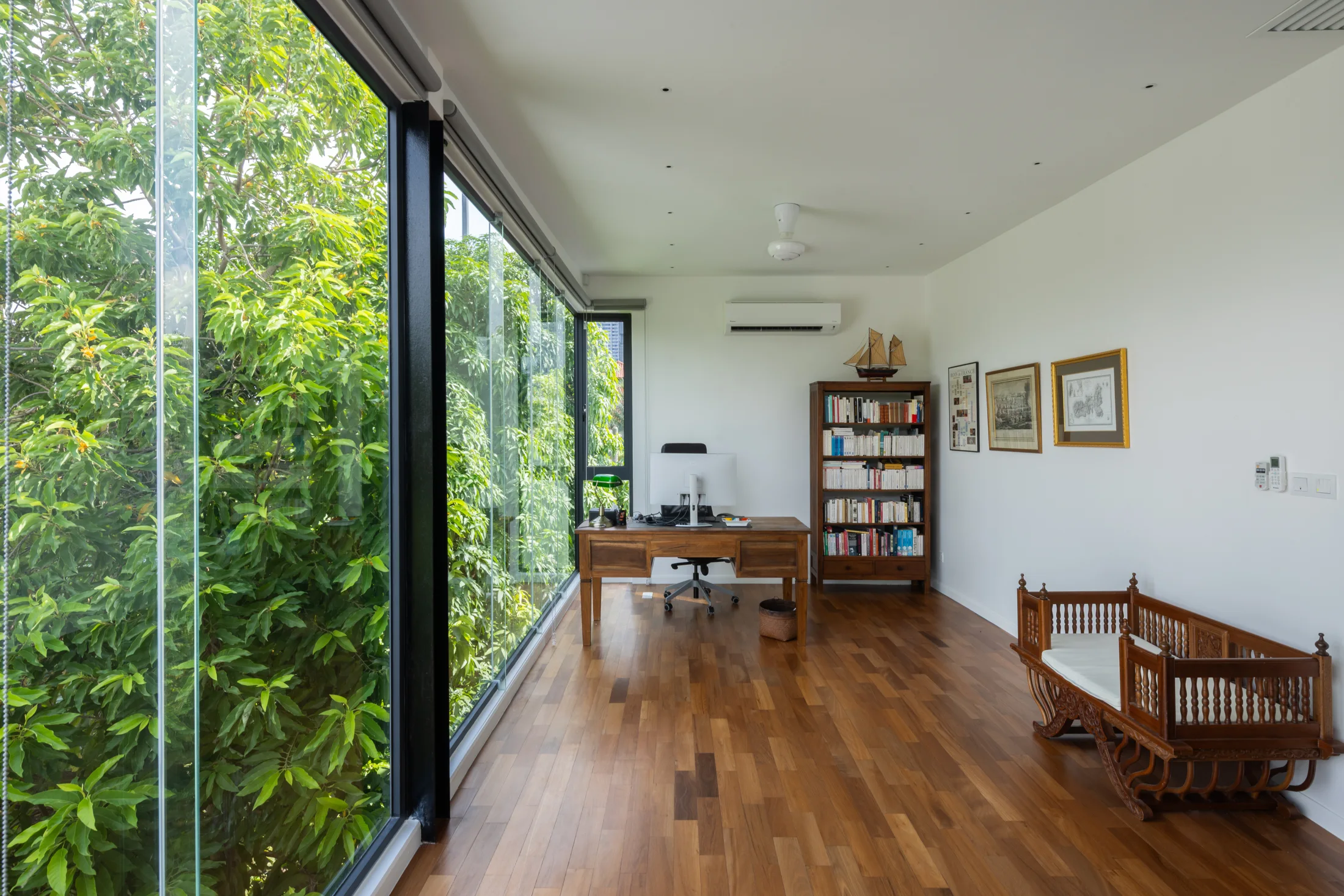 Upper living space overlooking mature trees