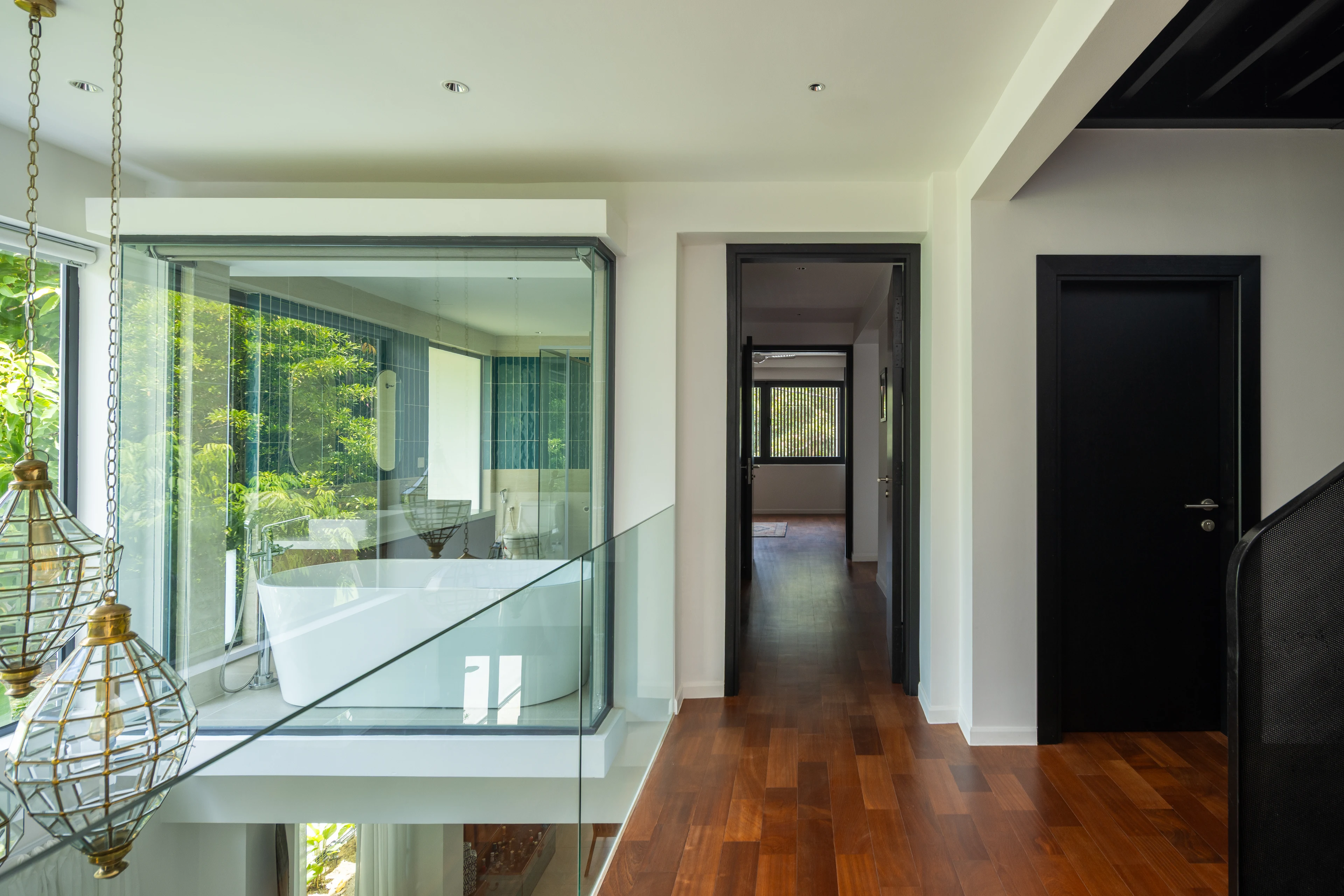 Upper landing beside a glazed void