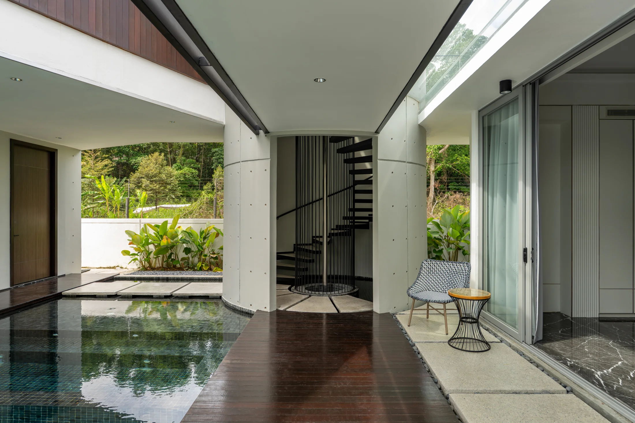 Glazed courtyard and timber deck