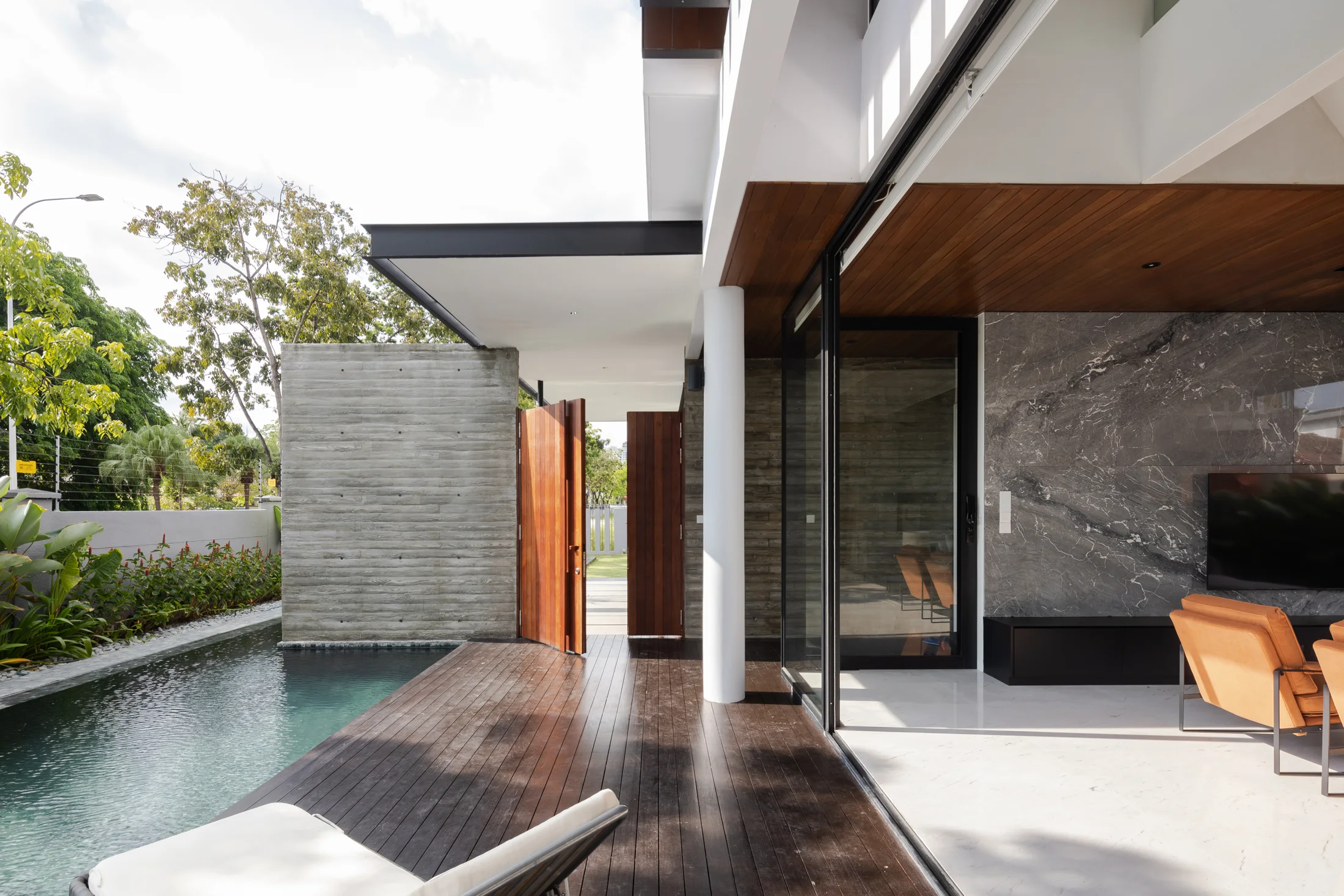 Pool, timber deck and open living space