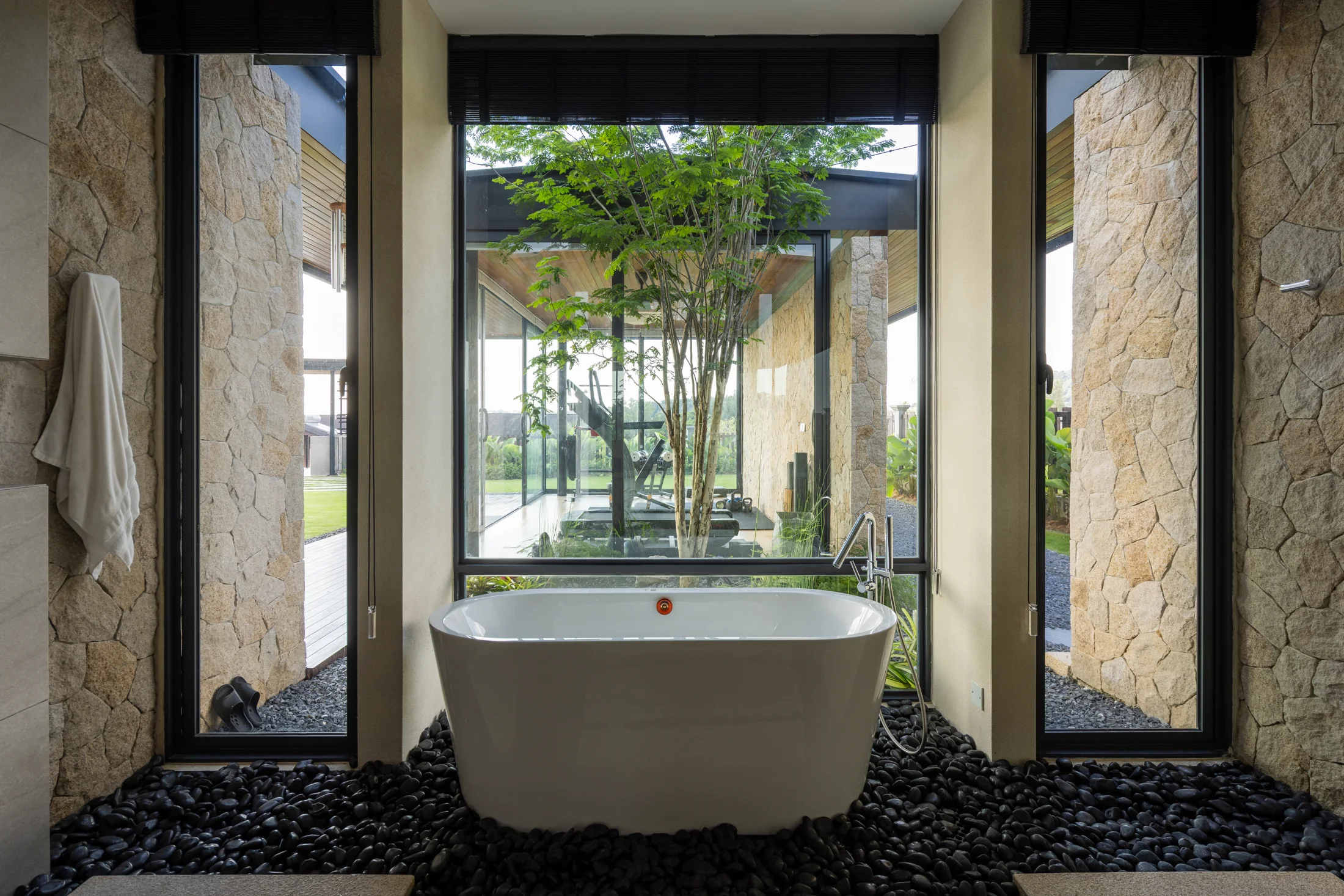 Bathroom facing a private garden